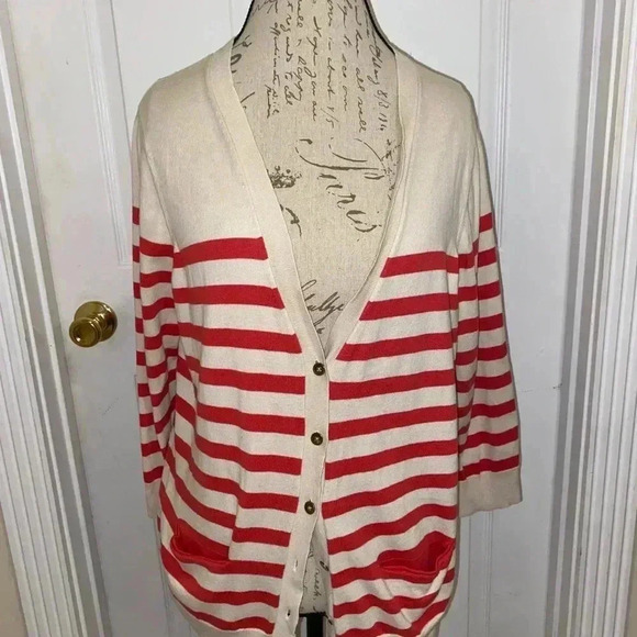 Gap sweater/cream and org stripe/xlg - Picture 2 of 5